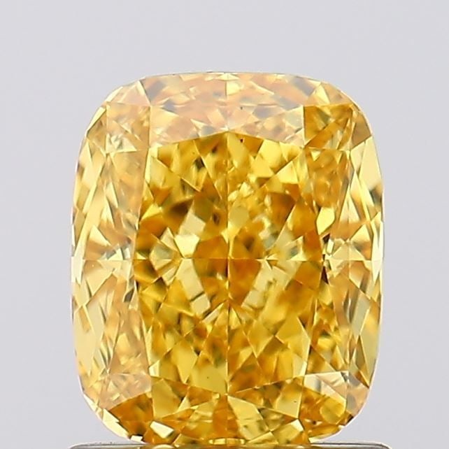 Loose Diamond - CUSHION MODIFIED 1.23ct Fancy Vivid Yellow VS1: Loose Diamond - CUSHION MODIFIED 1.23ct Fancy Vivid Yellow VS1 Source: This is a real non-mined Diamond that has been grown in a lab Shape: CUSHION MODIFIED Carats: 1.23 Color: Fancy Vivid Yellow Cert
