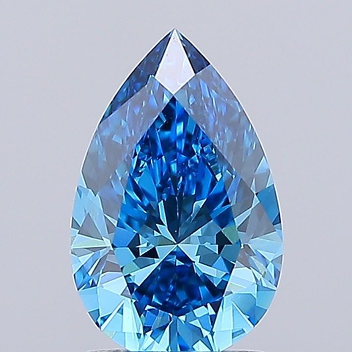 Loose Diamond - PEAR 2.02ct Fancy Vivid Blue VS1: Loose Diamond - PEAR 2.02ct Fancy Vivid Blue VS1 Source: This is a real non-mined Diamond that has been grown in a lab Shape: PEAR Carats: 2.02 Color: Fancy Vivid Blue Certification: IGI Video: