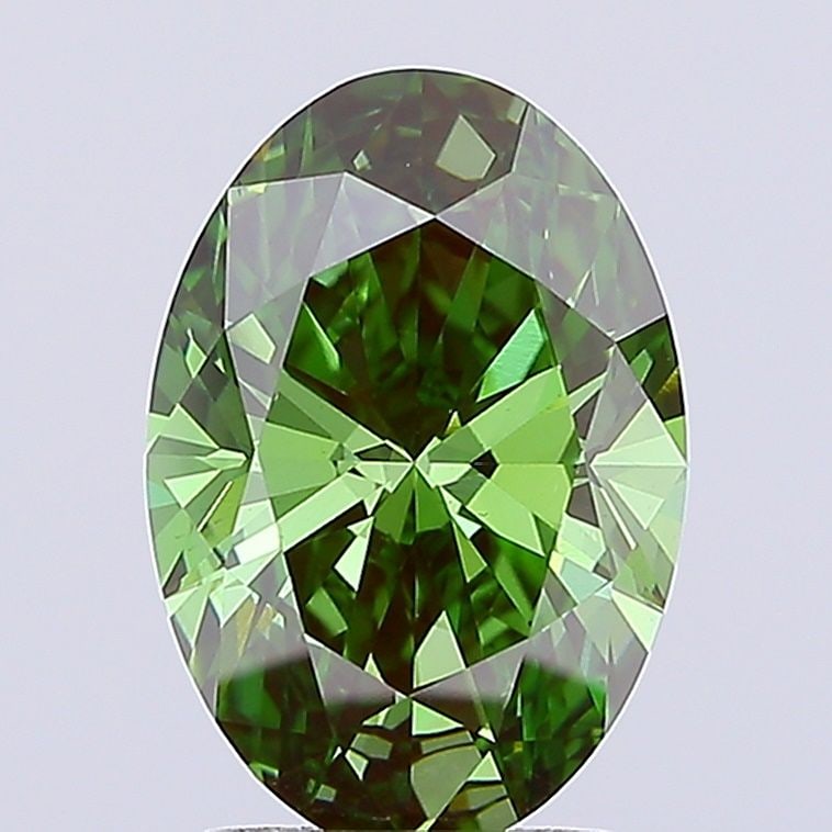 Loose Diamond - OVAL 2.52ct Fancy Vivid Green VS1: Loose Diamond - OVAL 2.52ct Fancy Vivid Green VS1 Source: This is a real non-mined Diamond that has been grown in a lab Shape: OVAL Carats: 2.52 Color: Fancy Vivid Green Certification: IGI Video: