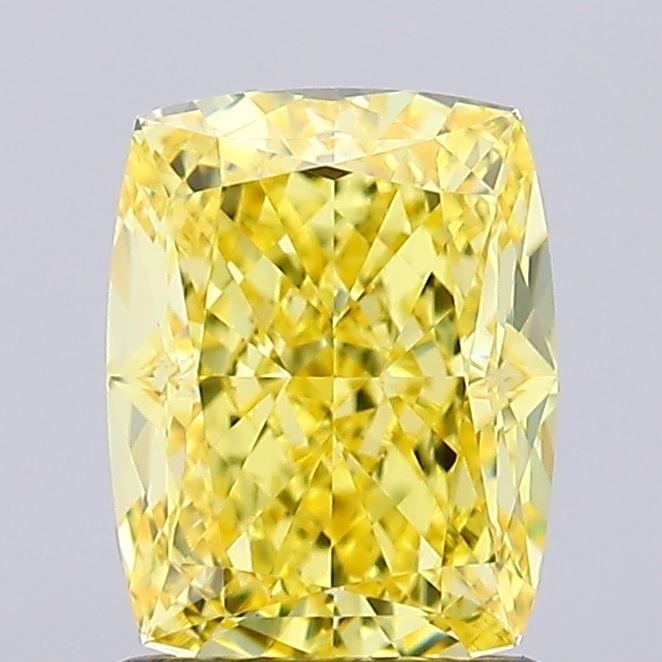 Loose Diamond - CUSHION MODIFIED 1.62ct Fancy Vivid Yellow VVS2: Loose Diamond - CUSHION MODIFIED 1.62ct Fancy Vivid Yellow VVS2 Source: This is a real non-mined Diamond that has been grown in a lab Shape: CUSHION MODIFIED Carats: 1.62 Color: Fancy Vivid Yellow Cer