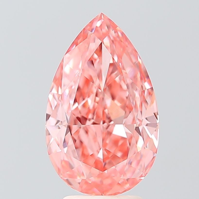 Loose Diamond - PEAR 3.85ct Fancy Vivid Pink VVS2: Loose Diamond - PEAR 3.85ct Fancy Vivid Pink VVS2 Source: This is a real non-mined Diamond that has been grown in a lab Shape: PEAR Carats: 3.85 Color: Fancy Vivid Pink Certification: IGI Video: