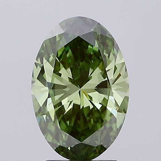 Loose Diamond - OVAL 2.39ct Fancy Vivid Green VS1: Loose Diamond - OVAL 2.39ct Fancy Vivid Green VS1 Source: This is a real non-mined Diamond that has been grown in a lab Shape: OVAL Carats: 2.39 Color: Fancy Vivid Green Certification: IGI Video: