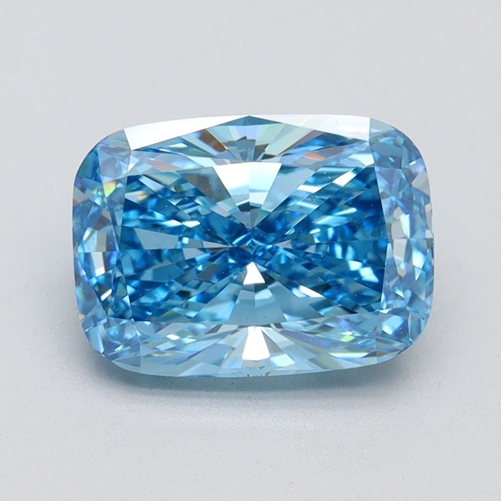 Loose Diamond - CUSHION BRILLIANT 2.51ct Fancy Vivid Blue VS2: Loose Diamond - CUSHION BRILLIANT 2.51ct Fancy Vivid Blue VS2 Source: This is a real non-mined Diamond that has been grown in a lab Shape: CUSHION BRILLIANT Carats: 2.51 Color: Fancy Vivid Blue Certif
