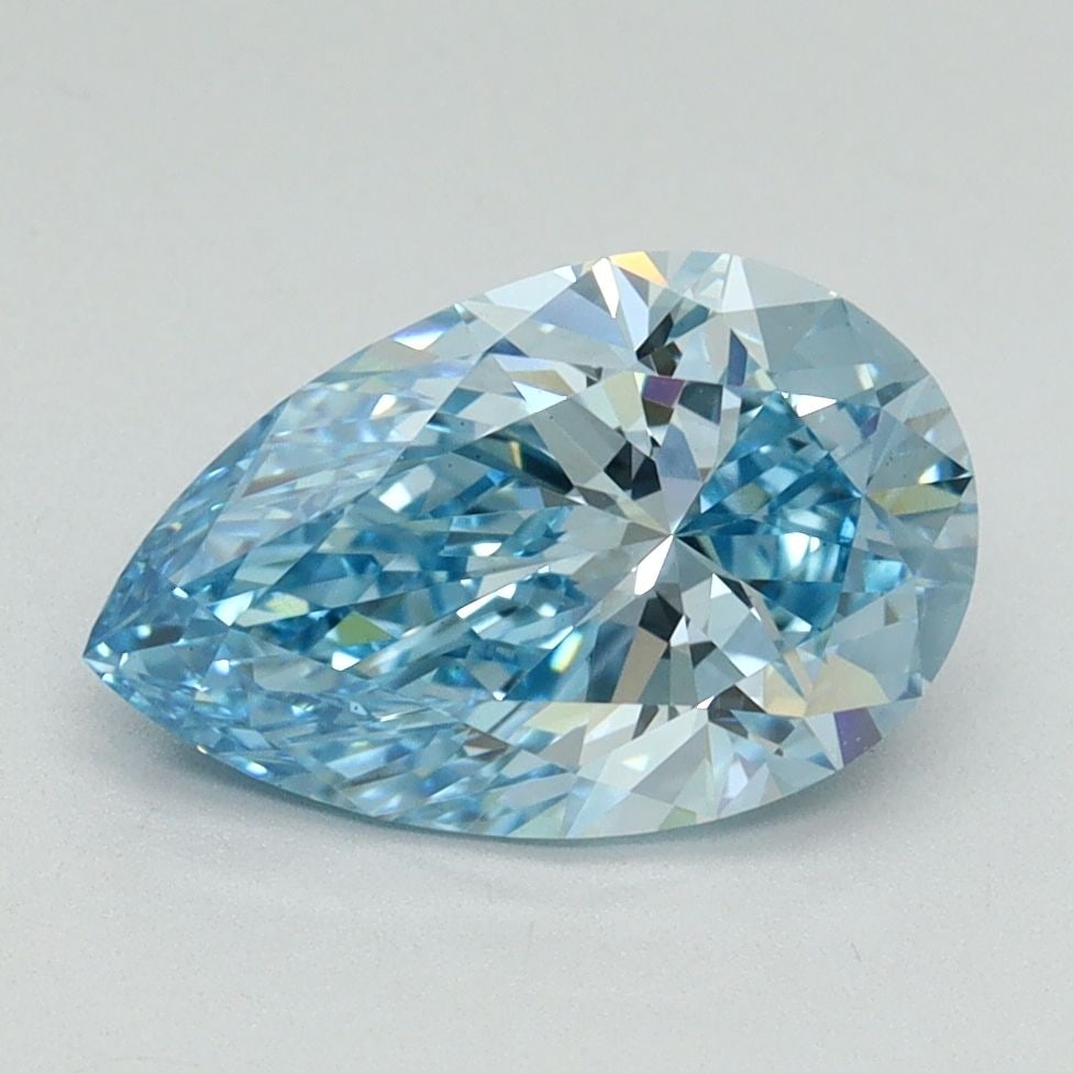 Loose Diamond - PEAR 2.04ct Fancy Vivid Blue VS1: Loose Diamond - PEAR 2.04ct Fancy Vivid Blue VS1 Source: This is a real non-mined Diamond that has been grown in a lab Shape: PEAR Carats: 2.04 Color: Fancy Vivid Blue Certification: IGI Video: