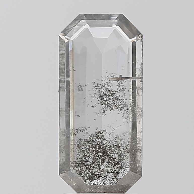 Loose Diamond - EMERALD 1.74ct Salt and Pepper I2: Loose Diamond - EMERALD 1.74ct Salt and Pepper I2 Source: This is a real non-mined Diamond that has been grown in a lab Shape: EMERALD Carats: 1.74 Color: Salt and Pepper Certification: NONE Video: