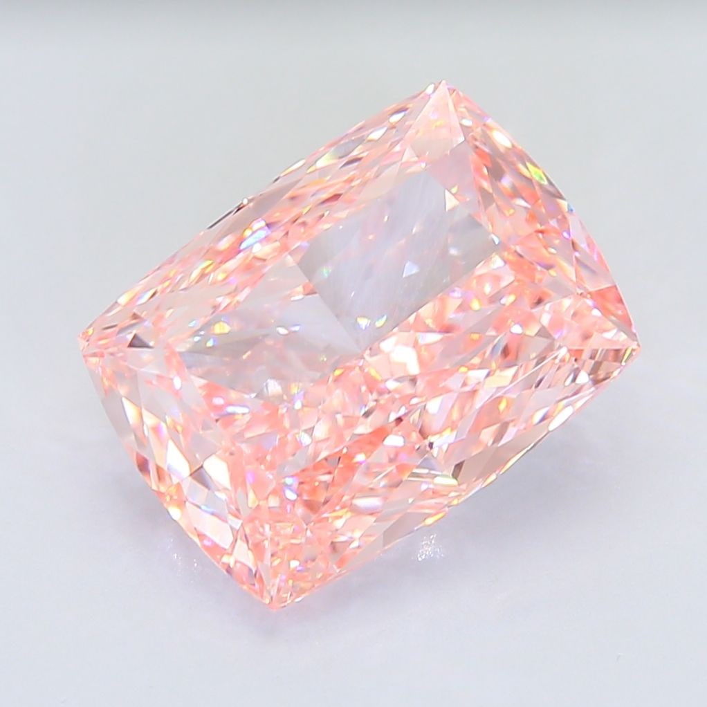 Loose Diamond - CUSHION MODIFIED 13.69ct Fancy Intense Pink VVS2: Loose Diamond - CUSHION MODIFIED 13.69ct Fancy Intense Pink VVS2 Source: This is a real non-mined Diamond that has been grown in a lab Shape: CUSHION MODIFIED Carats: 13.69 Color: Fancy Intense Pink C