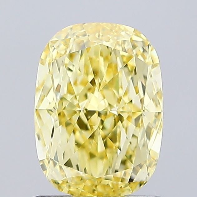 Loose Diamond - CUSHION MODIFIED 1.14ct Fancy Intense Yellow VS1: Loose Diamond - CUSHION MODIFIED 1.14ct Fancy Intense Yellow VS1 Source: This is a real non-mined Diamond that has been grown in a lab Shape: CUSHION MODIFIED Carats: 1.14 Color: Fancy Intense Yellow 