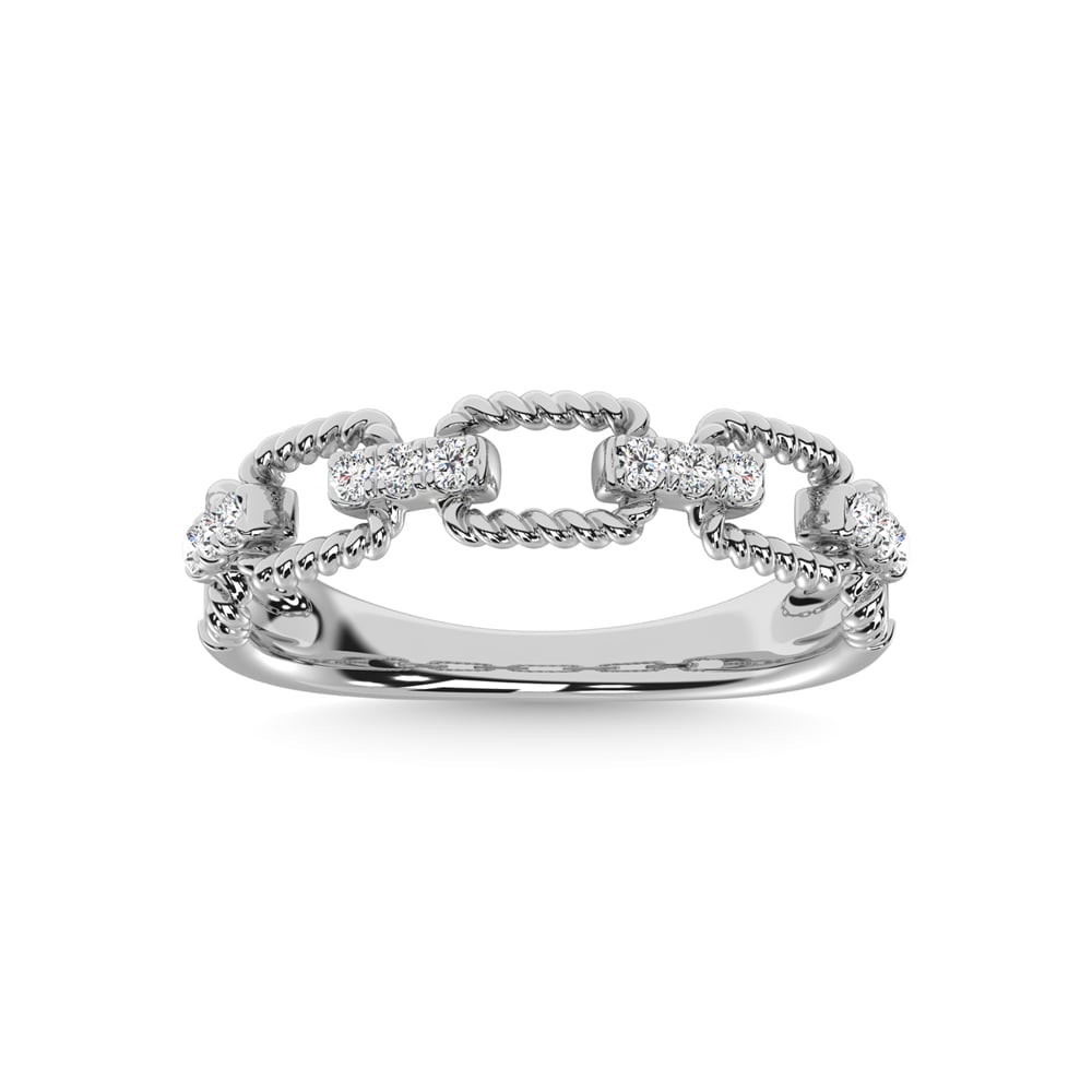 14K White Gold Diamond 1/6 Ct.Tw. Fashion Ring: 14K White Gold Diamond 1/6 Ct.Tw. Fashion Ring 14k White Gold Stone Color: G-h Stone Clarity: I1 Each ring is presented in standard size 6.5. Complimentary resizing is available between sizes 510 (in 