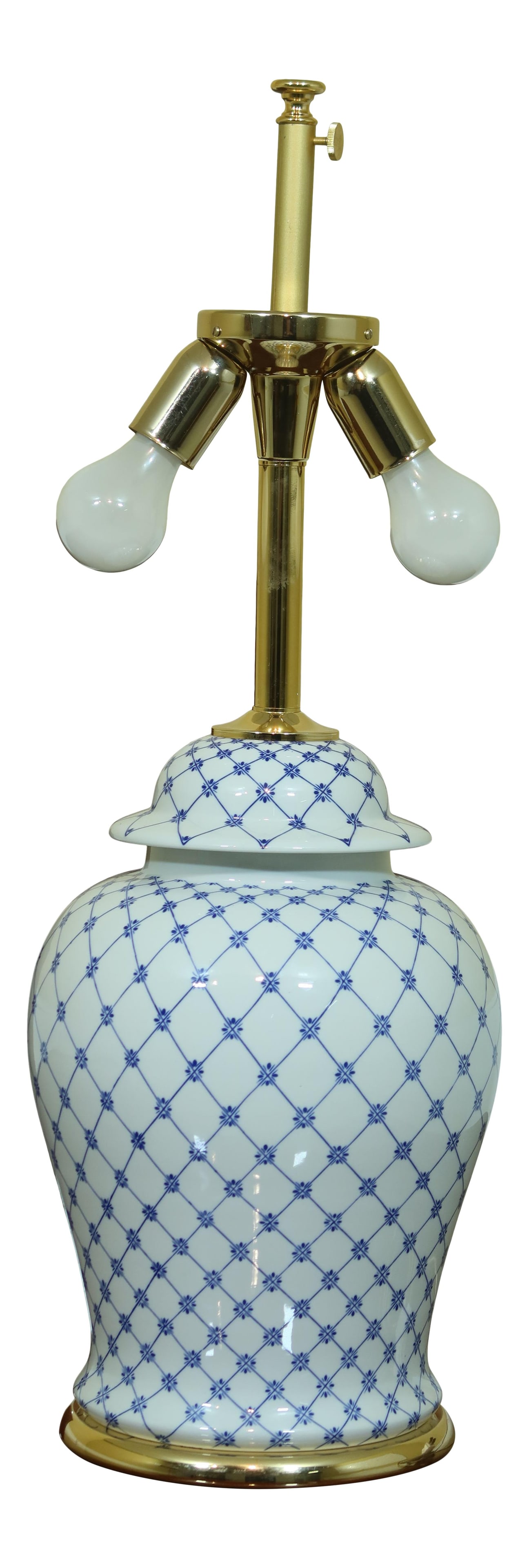 Mangani White Blue Porcelain Lamp with Brass Base 29 Inches (1 of 6)