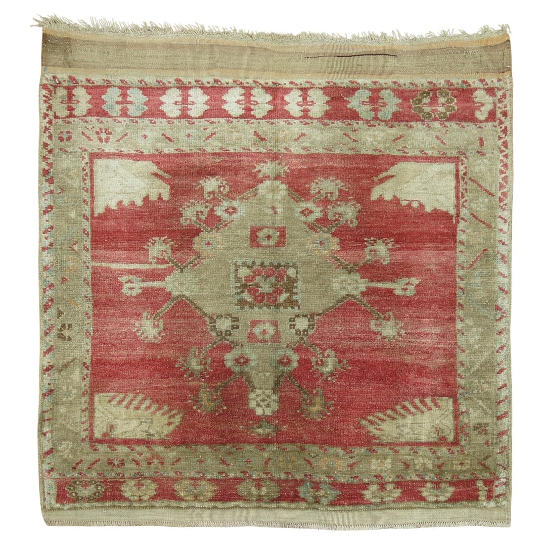 Antique Turkish Oushak Wool Square Rug 2'7" x 2'11" Early 20th Century (1 of 4)