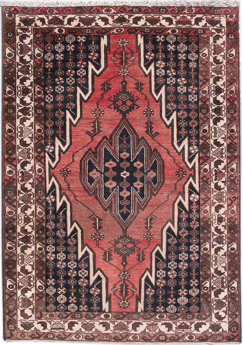 4.2 x 6.1 Light Red Hand-knotted Persian Zanjan Rug from Iran: 4.2 x 6.1 Light Red Hand-knotted Persian Zanjan Rug from Iran Free continental US Shipping Introducing the captivating 4' x 6' Light Red Persian Hand-knotted Zanjan Rug, a masterpiece of timeless beau