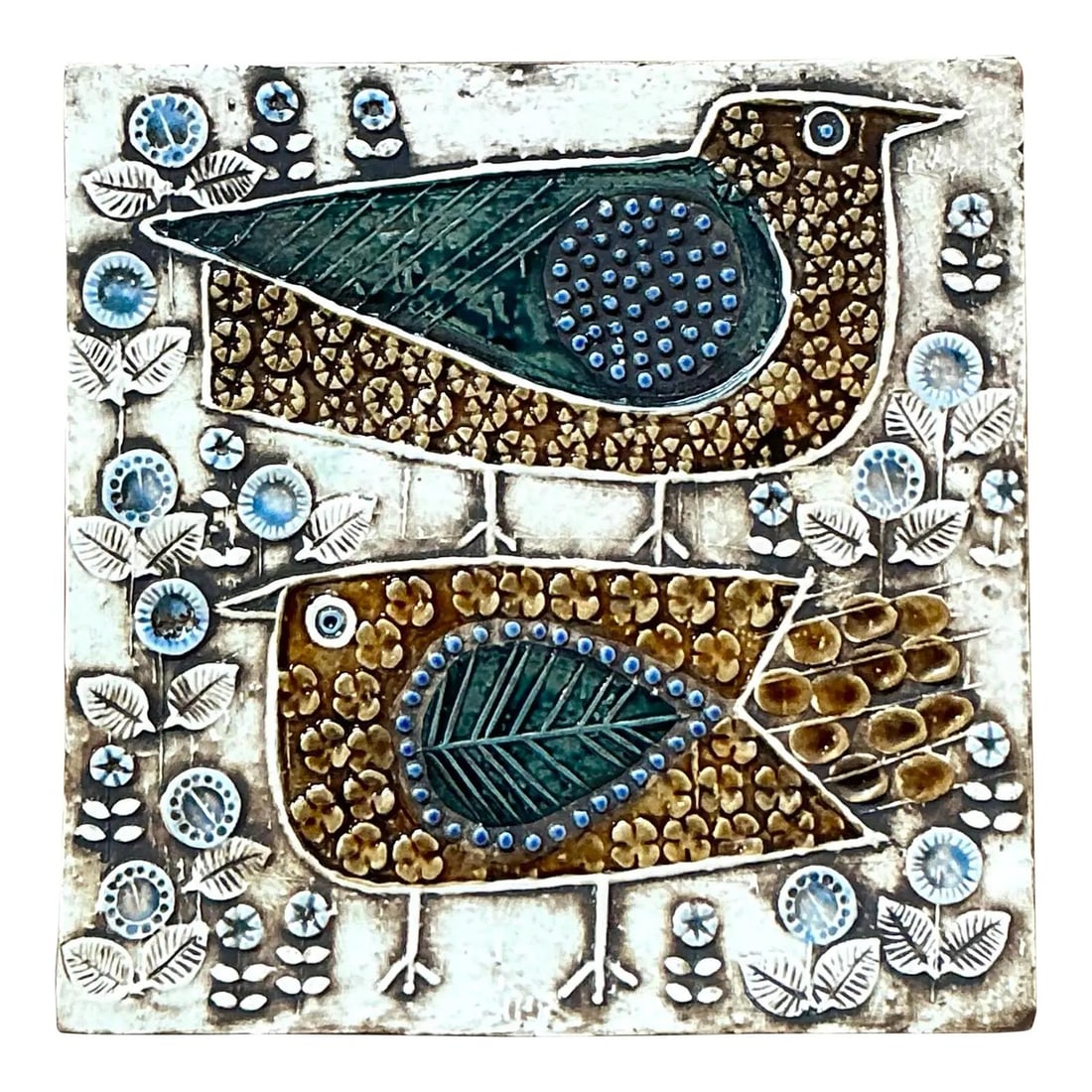 Sunburst Motif Mid-Century Studio Pottery Tile Bohemian Wall Art (1 of 4)