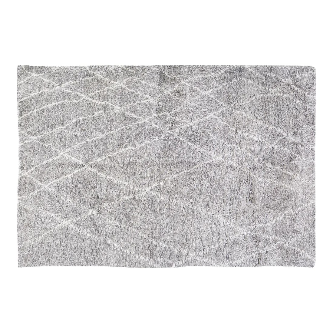 Gray Wool Hand-Knotted Rug 6'x9' Contemporary Moroccan Style: Gray Wool Hand-Knotted Rug 6'x9' Contemporary Moroccan Style This Moroccan modern rug is hand-knotted from wool using traditional techniques, offering a blend of classic craftsmanship and contemporary