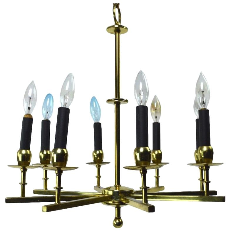 Elegant Eight-Light Brass Spoke Chandelier in Black Finish (1 of 6)