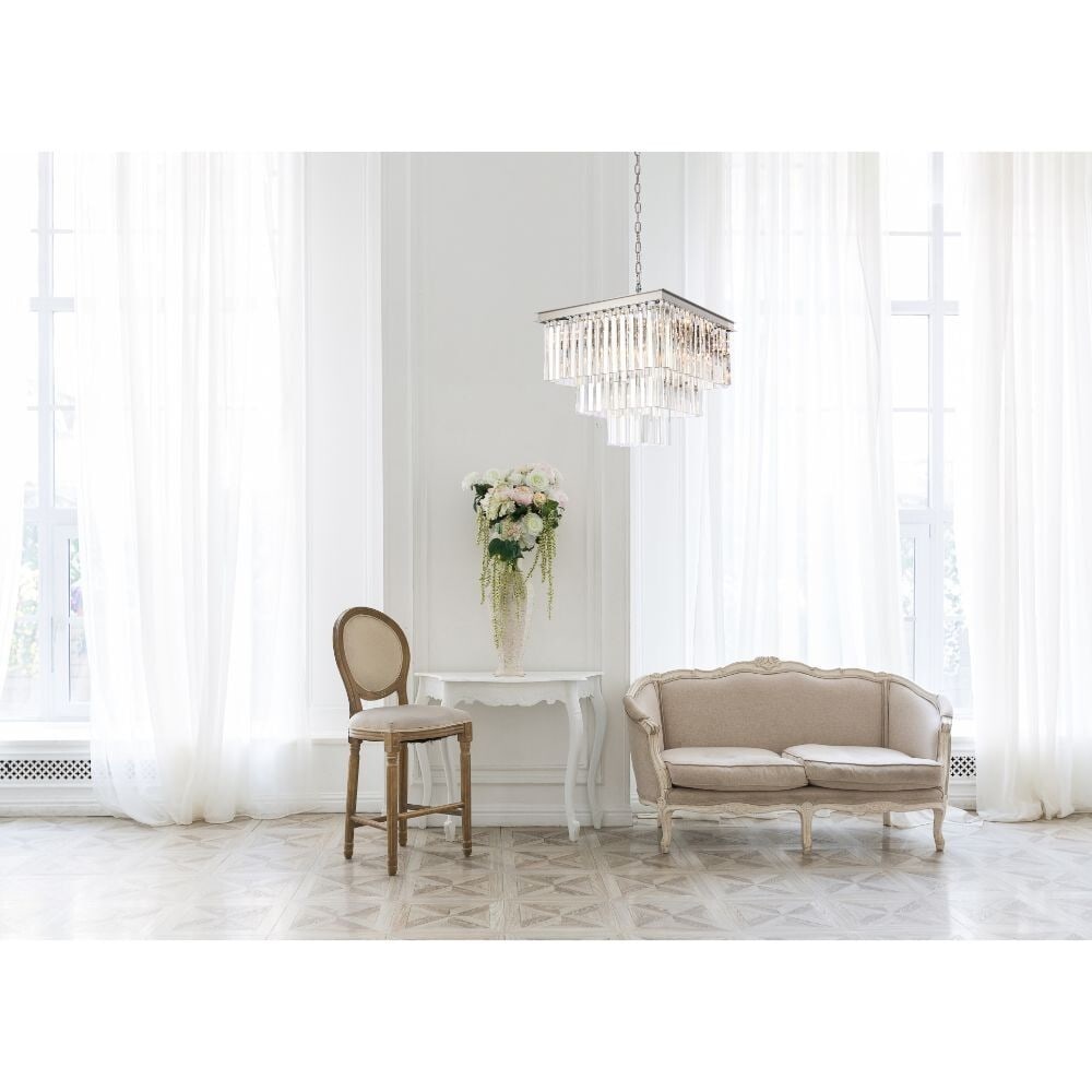 13-Light Crystal Chandelier Polished Nickel Sydney Collection: 13-Light Crystal Chandelier Polished Nickel Sydney Collection This contemporary chandelier features a polished nickel frame adorned with royal cut clear crystals, offering a modern and elegant lightin