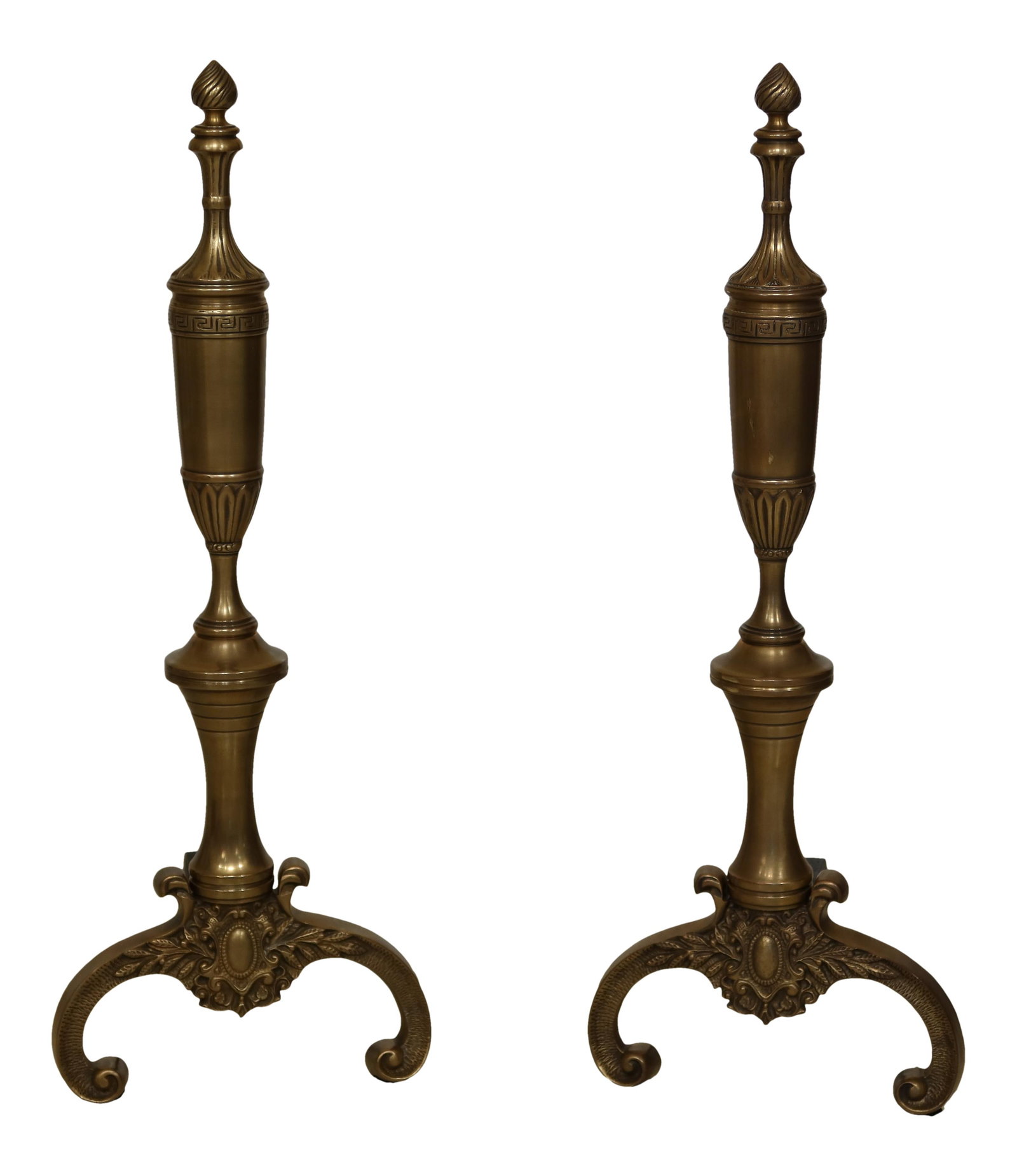 Pair of Greek Design Solid Brass Andirons Model 5577 (1 of 9)