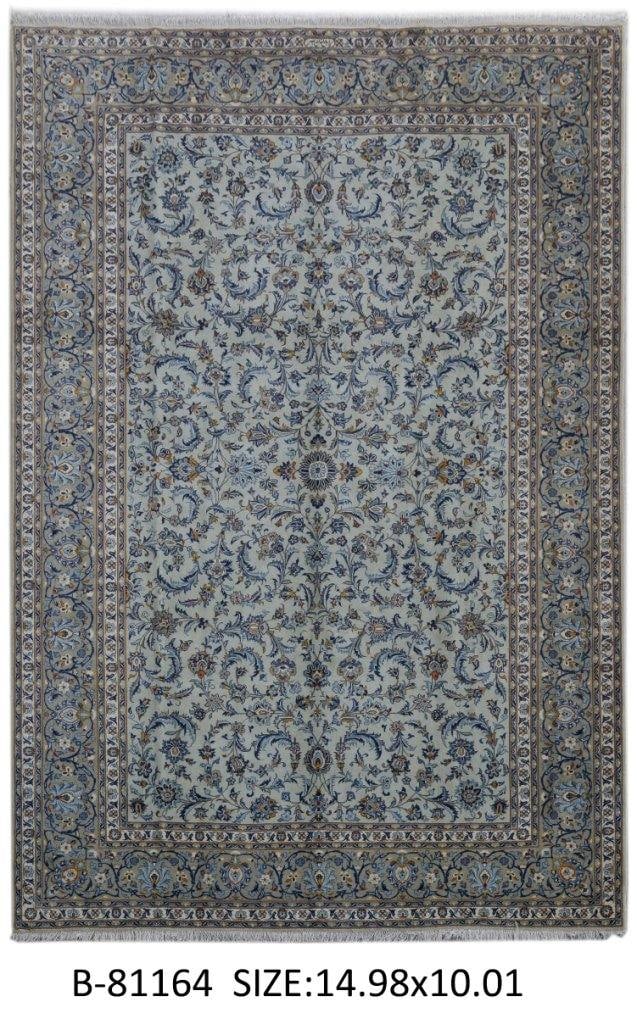 10 x 15 Signed Light Green Persian Kashan Rug Handmade Wool (1 of 6)