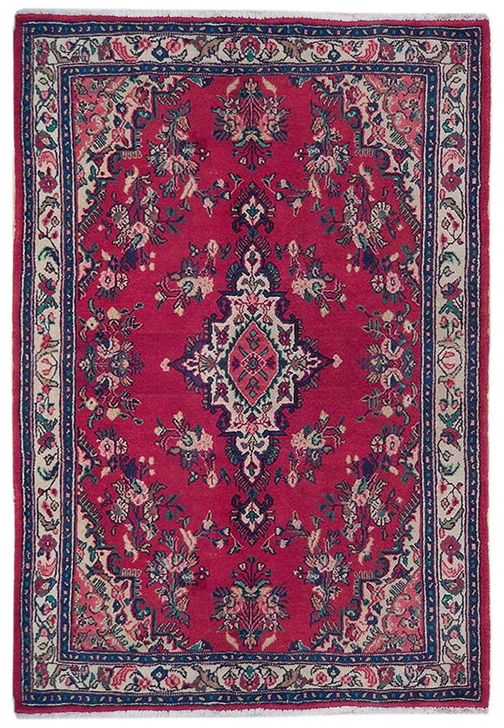Handcrafted 4.7 x 7.10 Red Persian Sarouk Rug from Iran (1 of 6)