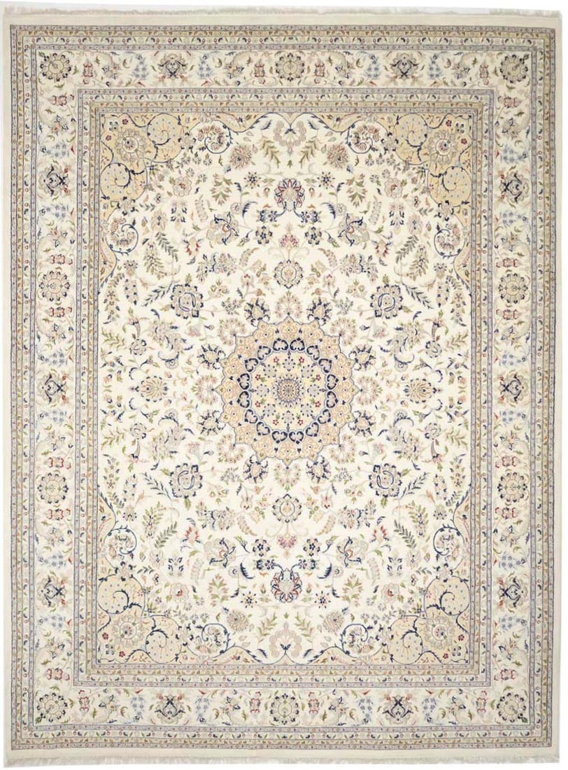 Hand-Knotted Wool and Silk Area Rug Floral Pattern 11'10 x 15'5 (1 of 18)