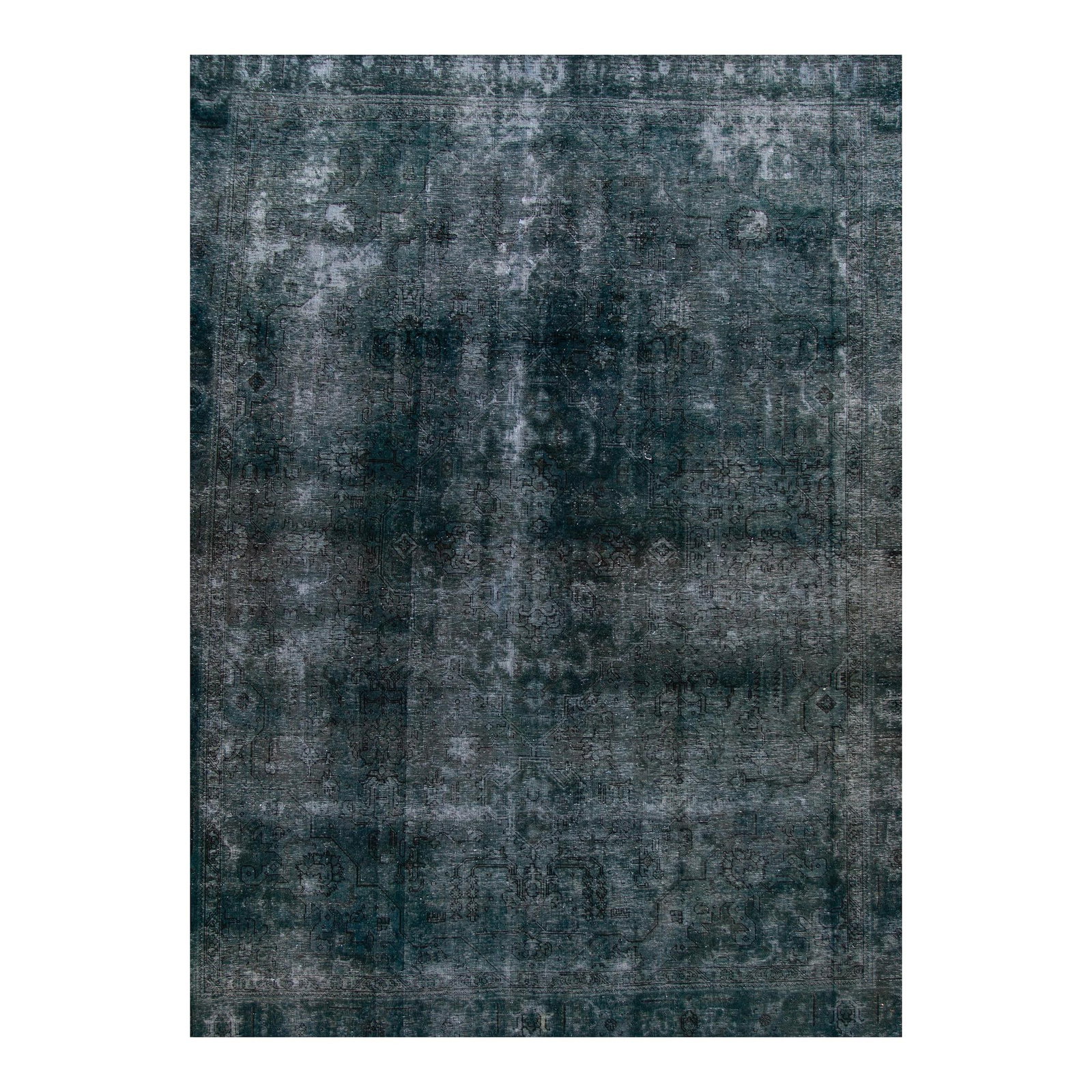 Handmade Vintage Blue Wool Rug 8'8" x 11'8" Allover Design: Handmade Vintage Blue Wool Rug 8'8" x 11'8" Allover Design Discover this stunning hand-knotted vintage wool rug, featuring a rich navy-blue field and light blue accents. The all-over patterned design 