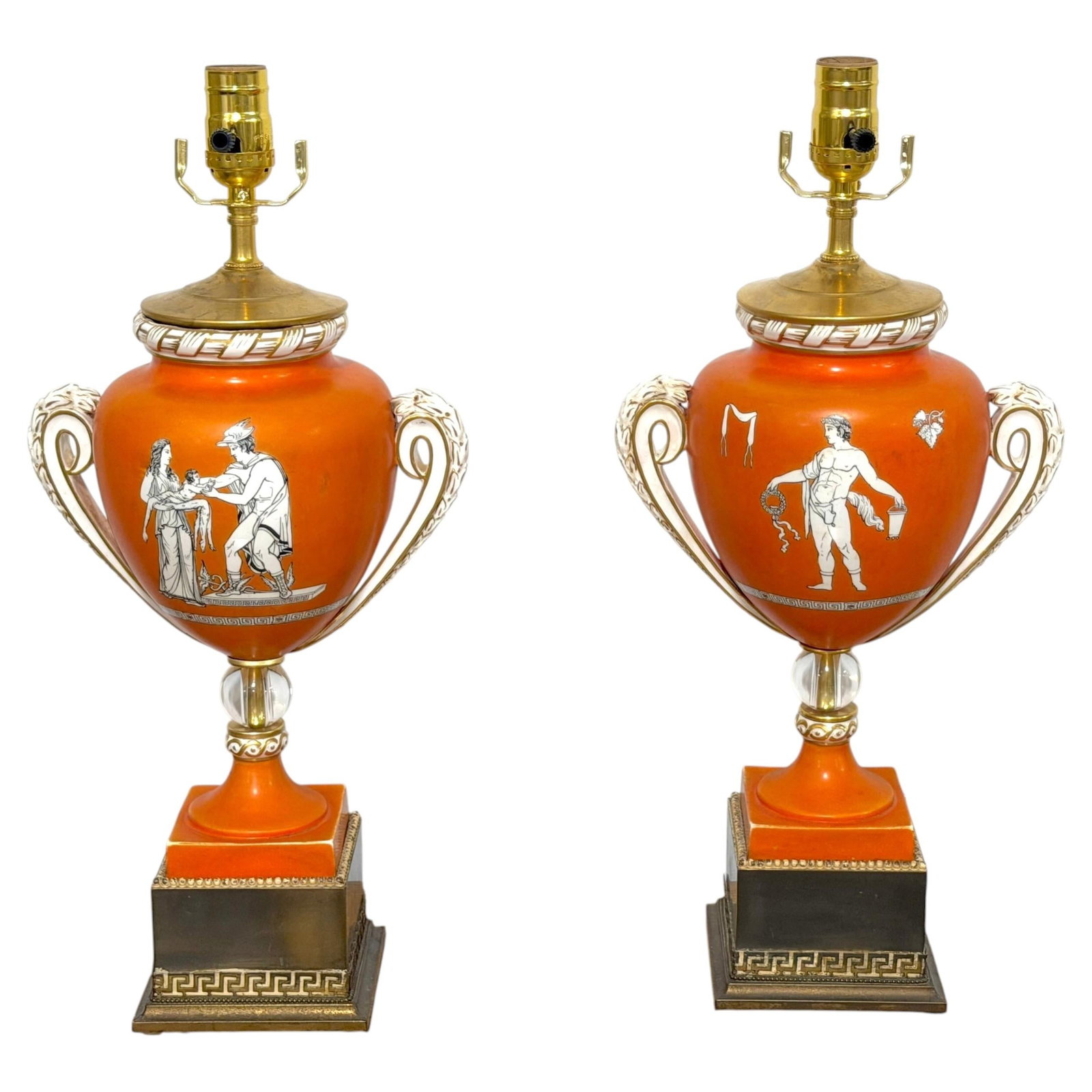 Set of 2 Ashworth Ironstone Neoclassical Urn Lamps England (1 of 15)