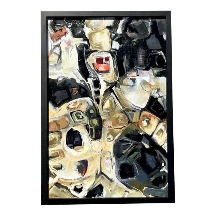 Framed 1970s Abstract Oil Painting on Board (1 of 10)