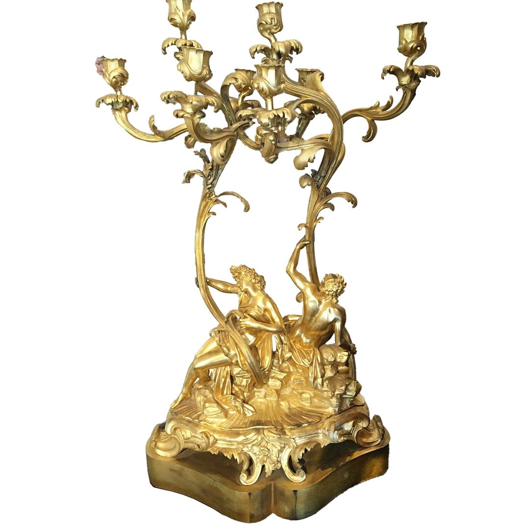 Louis XV gilt bronze figural candelabrum eight-light France (1 of 8)