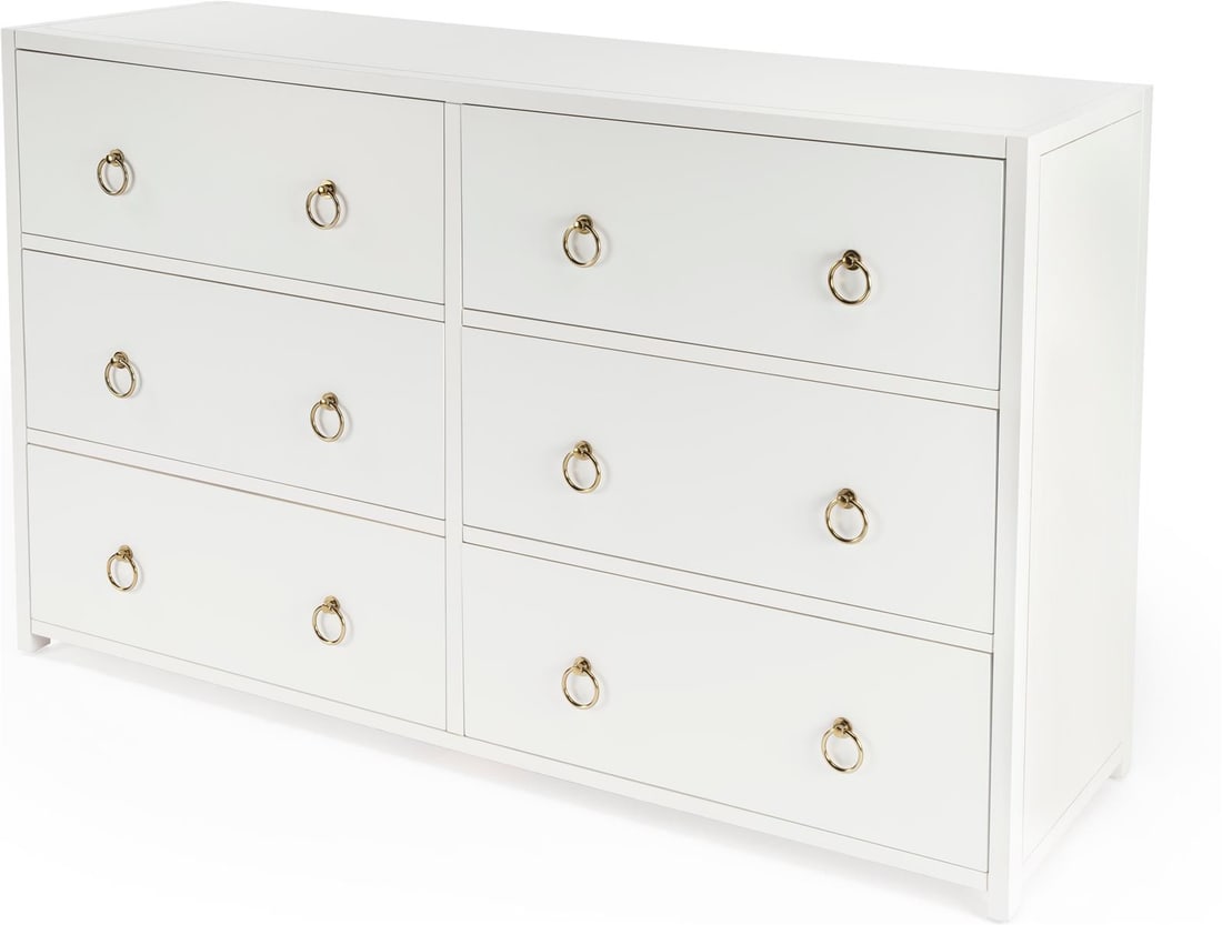 Butler Chic White Lark Dresser Transitional Style 60 Inch Rectangular (1 of 9)