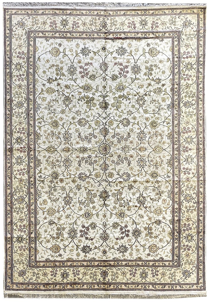 8 x 10 Handmade Bamboo Silk Area Rug Light Pastel Tabriz Design (1 of 11)