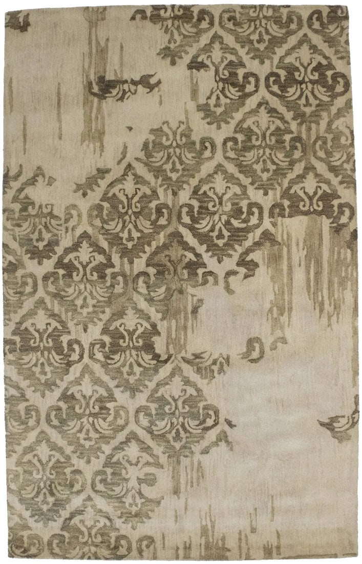 Hand-Tufted Modern Abstract Cream Wool Rug 5'0 x 8'0: Hand-Tufted Modern Abstract Cream Wool Rug 5'0 x 8'0 Enhance your living space with this stunning hand-tufted abstract transitional design rug. Measuring 5'0" x 8'0" and crafted from high-quality wool
