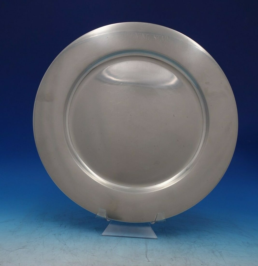 Georg Jensen Evening Star Stainless Sandwich Plate 14 1/8 inches (1 of 6)