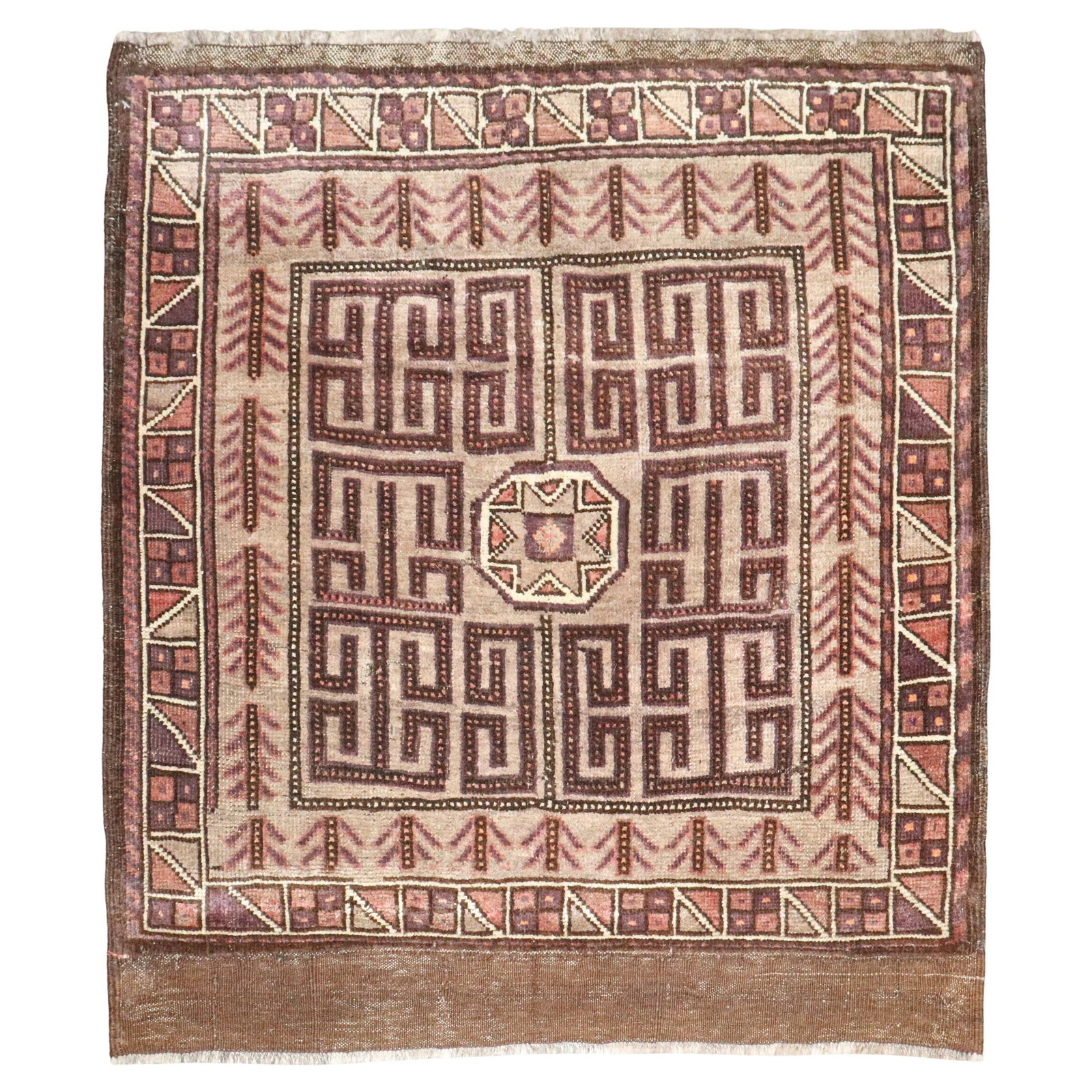 Zabihi Collection 1920s Antique Tribal Balouch Small Square Rug 35 x 38 (1 of 6)