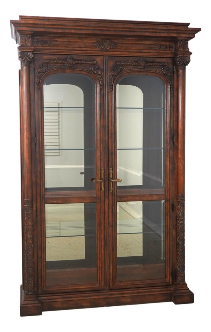 Henredon lighted wood china cabinet with beveled glass (1 of 10)