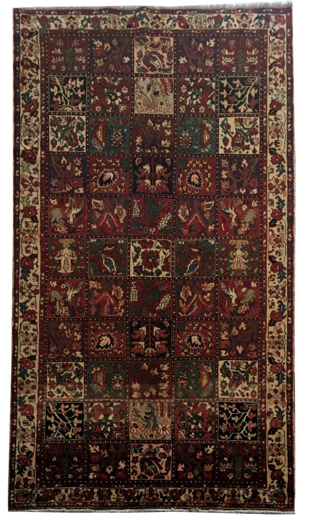 Handcrafted 5.9 x 10.2 Dark Maroon Persian Bakhtiari Area Rug: Handcrafted 5.9 x 10.2 Dark Maroon Persian Bakhtiari Area Rug Free continental US Shipping Enhance your space with this exquisite 5.9 x 10.2 Dark Maroon Persian Bakhtiari Rug, handcrafted by skilled P