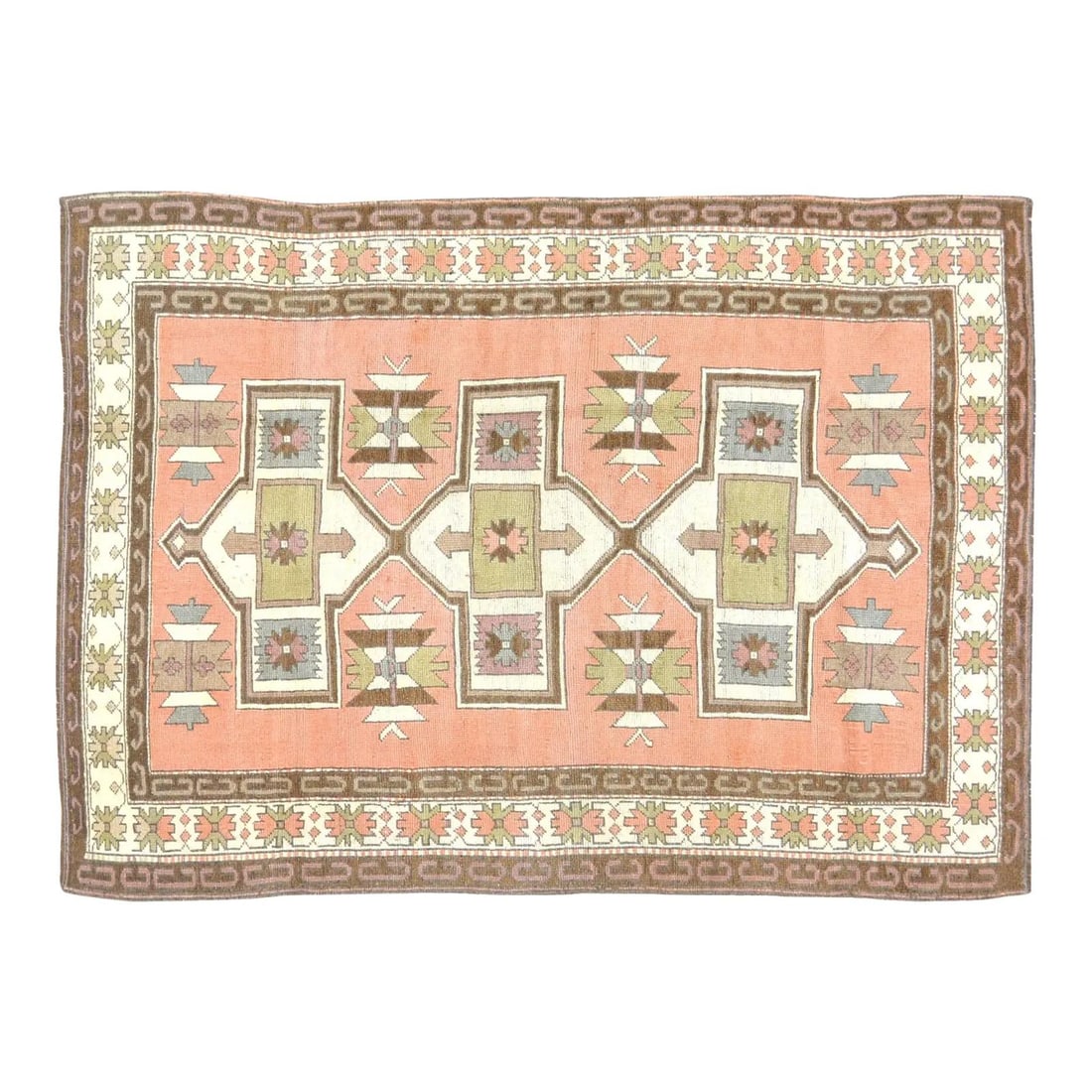Anatolian Wool Hand-Knotted Area Rug 4'9 x 7'1 Vintage Turkish: Anatolian Wool Hand-Knotted Area Rug 4'9 x 7'1 Vintage Turkish This vintage Turkish Anatolian rug is hand-knotted from wool, showcasing traditional craftsmanship with a modern design sensibility. Its 