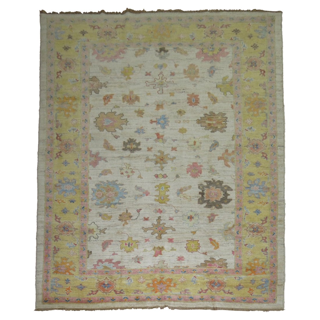 Unique Vintage Turkish Oushak Rug Hand-Knotted Wool 8'10'' x 10'9'': Unique Vintage Turkish Oushak Rug Hand-Knotted Wool 8'10'' x 10'9'' Enhance your living space with this exquisite vintage-inspired Turkish Oushak rug. This one-of-a-kind piece showcases a stunning des
