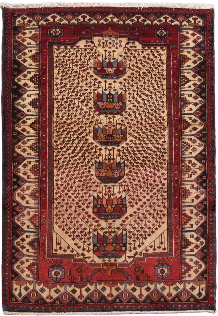 Handcrafted 4.5 x 6.5 Red Persian Hamadan Area Rug (1 of 6)