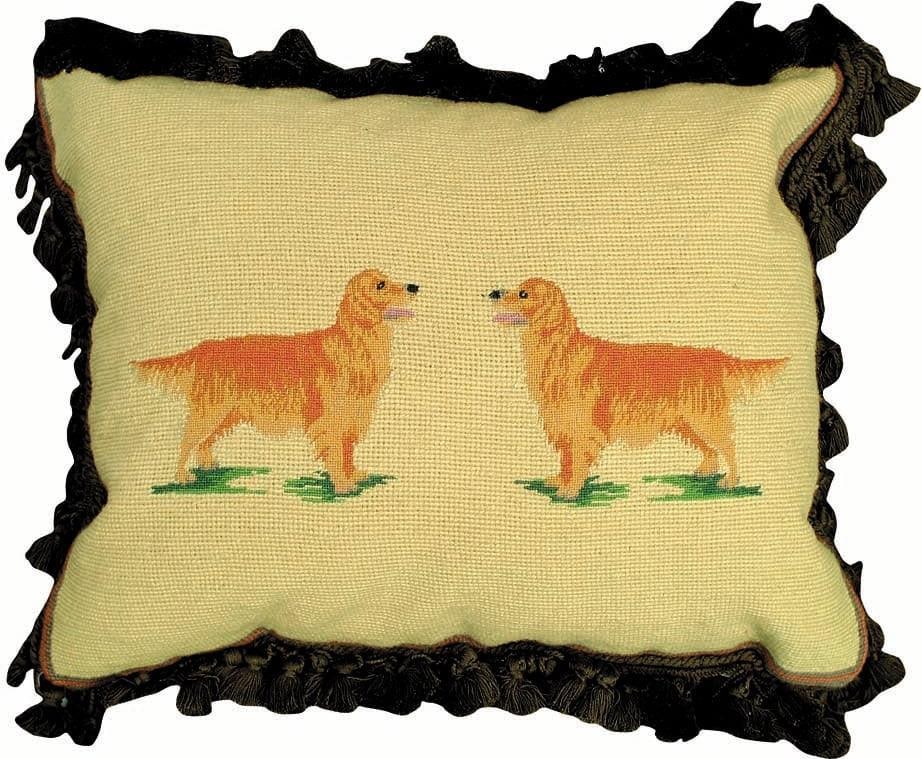 Handmade Golden Retriever Needlepoint Throw Pillow 16x20 (1 of 1)