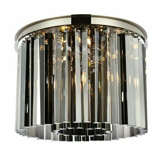 Sydney 6-Light Crystal Flush Mount Chandelier Polished Nickel 20 Inch: Sydney 6-Light Crystal Flush Mount Chandelier Polished Nickel 20 Inch This contemporary flush mount chandelier features a polished nickel finish and Royal Cut silver shade crystals, creating a modern 