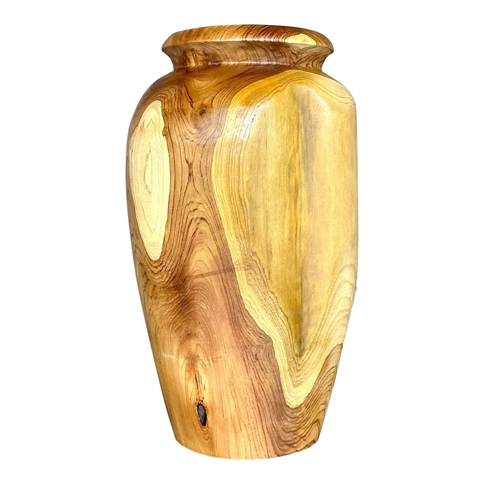 Vintage Boho Turned Wood Vase 19.75 Chocolate Color (1 of 6)