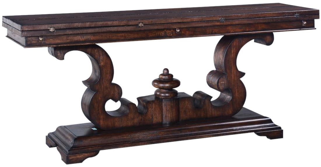 Cambridge Flip Top Console Table Solid Wood Dark Rustic Pecan (1 of 5)