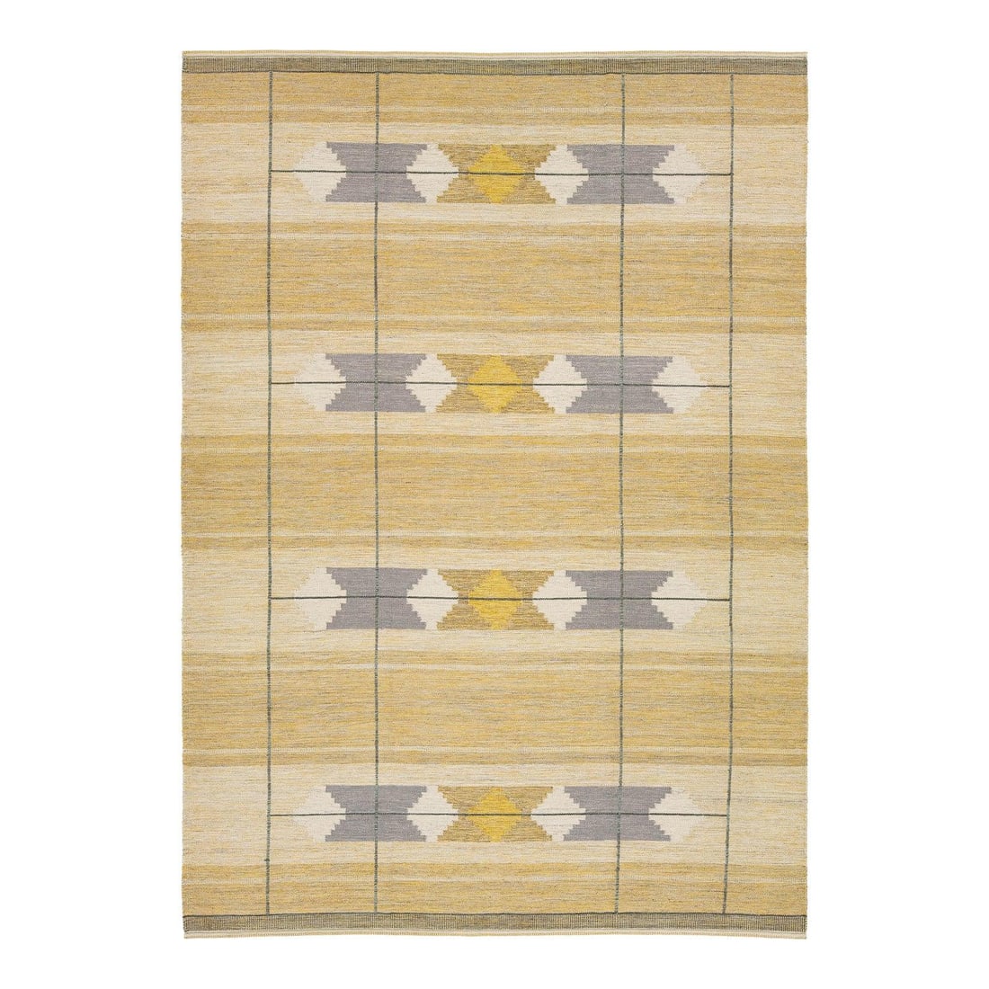 Swedish Style Geometric Beige Wool Rug 10'3" x 14'6" (1 of 9)