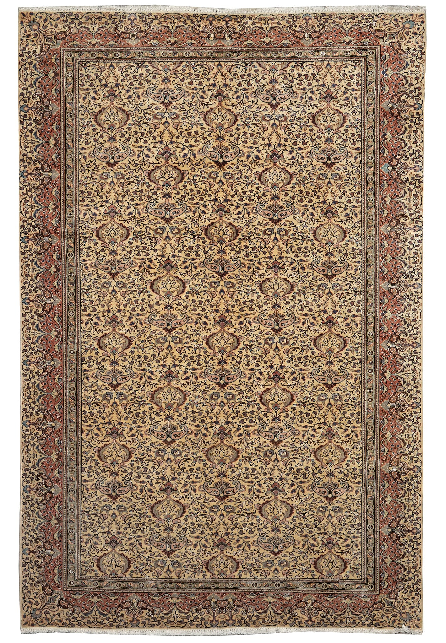 6.5 x 9.6 ft Semi-Antique Turkish Qaisari Wool Rug 1950s Hand Knotted: 6.5 x 9.6 ft Semi-Antique Turkish Qaisari Wool Rug 1950s Hand Knotted Free continental US Shipping This semi-antique Turkish Qaisari rug from the 1950s exemplifies vintage craftsmanship and hand-knott