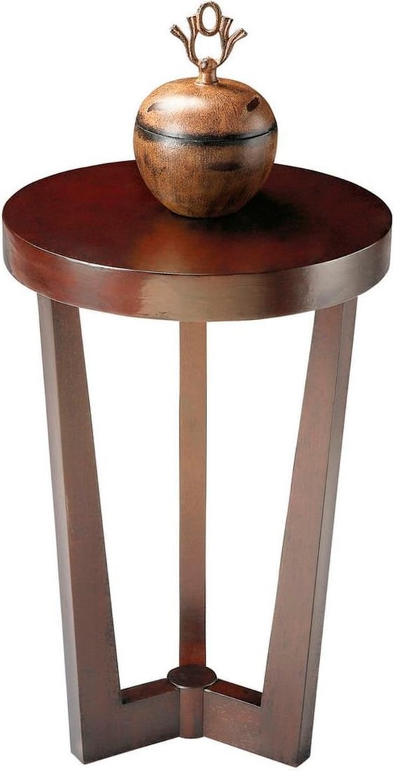 Butler Aphra Round Side Table Dark Brown Merlot Finish: Butler Aphra Round Side Table Dark Brown Merlot Finish Enhance your living space with this stylish round side table, featuring elegant cherry veneers and a sophisticated dark brown merlot finish. The 