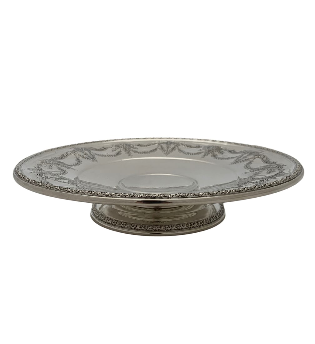 Handcrafted Sterling Silver Cake Stand with Floral Leaf Motif (1 of 5)