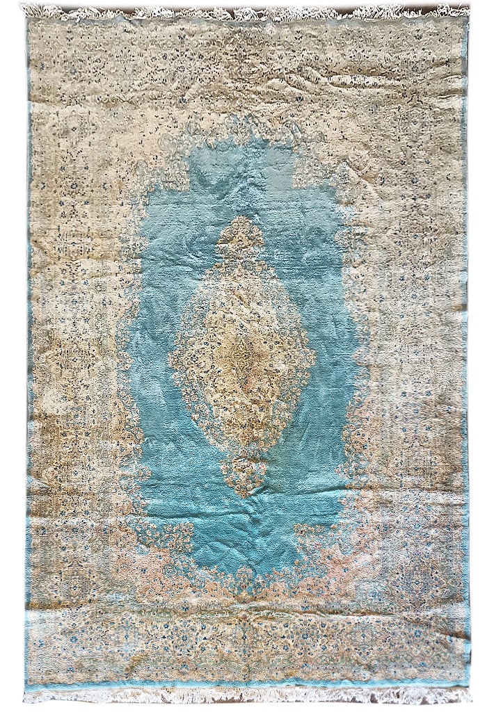 9.10 x 16 Persian Kerman Rug Light Blue: 9.10 x 16 Persian Kerman Rug Light Blue Free continental US Shipping Enhance your living space with this stunning 9.10 x 16 Persian Kerman rug in a serene light blue hue. This exquisite rug combines t