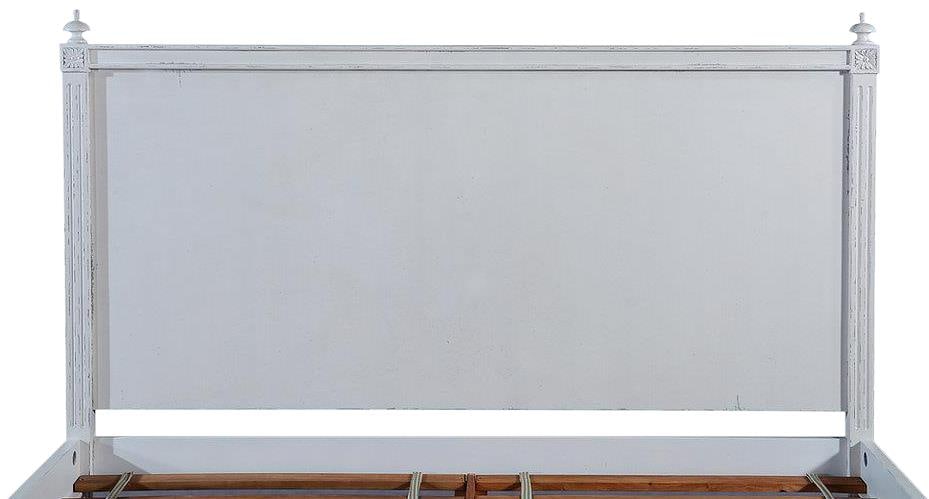 Swedish King Bed Maria Collection Solid Mango White Finish: Swedish King Bed Maria Collection Solid Mango White Finish Introducing the Antique Style White Swedish King Bed, a stunning addition to any bedroom. Crafted from solid mango wood, this bed features a 
