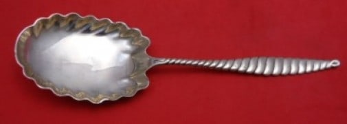 Whiting Sterling Silver 9 Inch Oval Twist Berry Spoon (1 of 2)