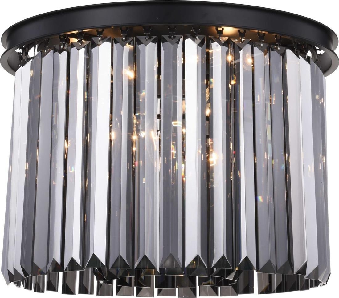 Elegant Lighting Sydney Crystal Flush-Mount Ceiling Light Matte Black Silver (1 of 1)