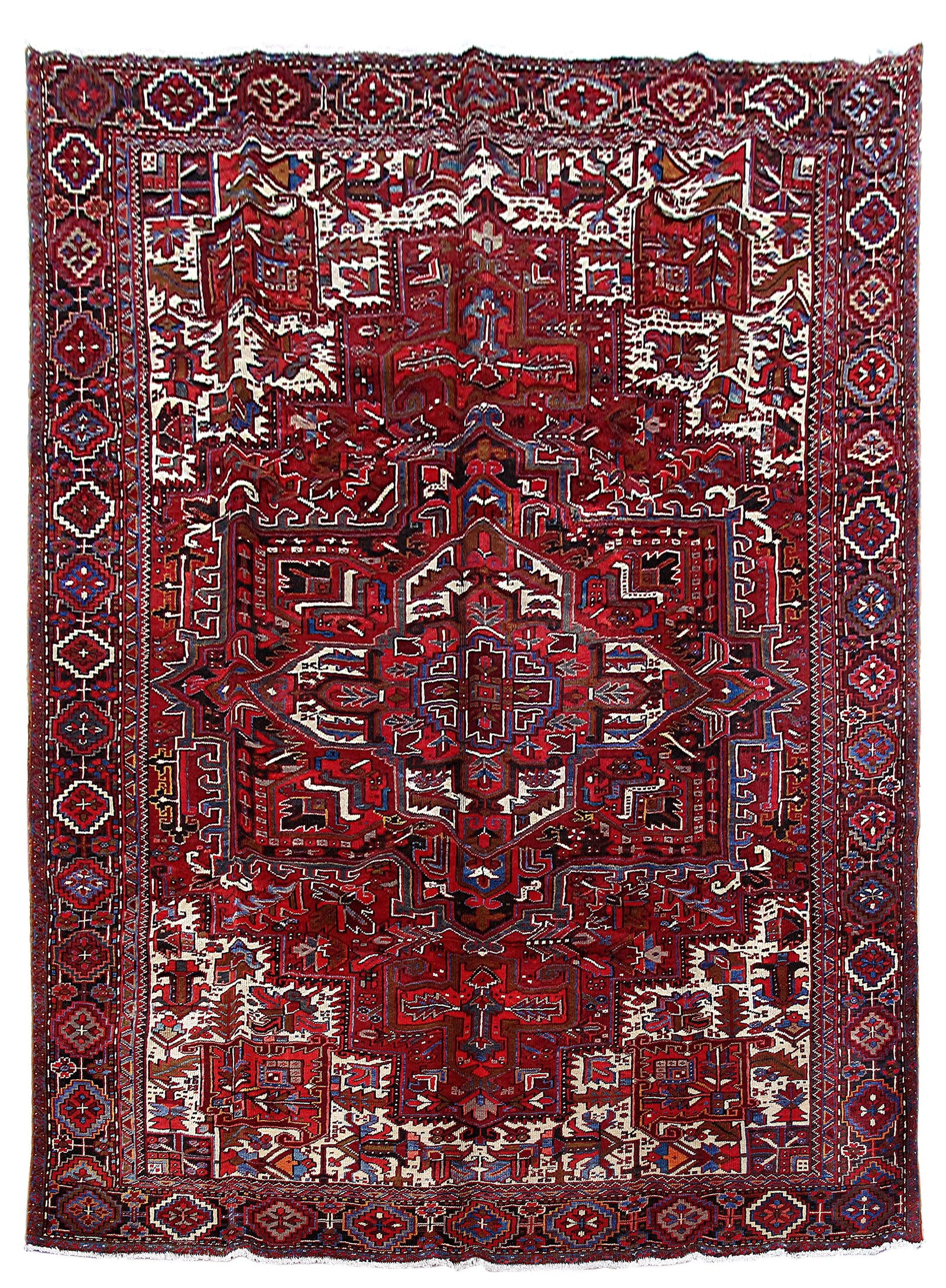 Handcrafted Persian Heriz Rug 9'9 x 12'11 Silk-like Pile: Handcrafted Persian Heriz Rug 9'9 x 12'11 Silk-like Pile Free continental US Shipping This exquisite Persian Heriz rug, measuring 9' 9" x 12' 11", is handcrafted by skilled Persian artisans. It featur
